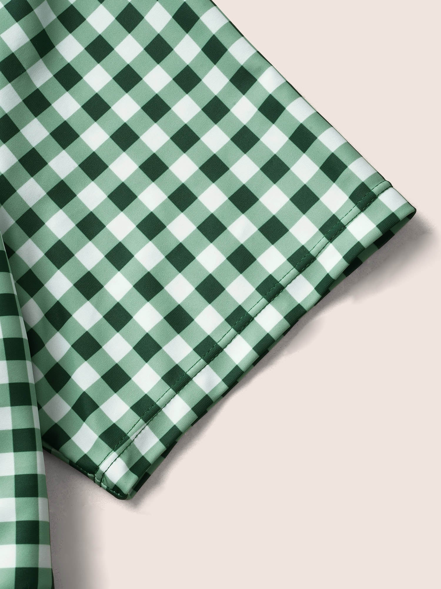 Gingham Patchwork Drawstring Tie Knot Swim Dress Gingham Patchwork Drawstring Tie Knot Swim Dress