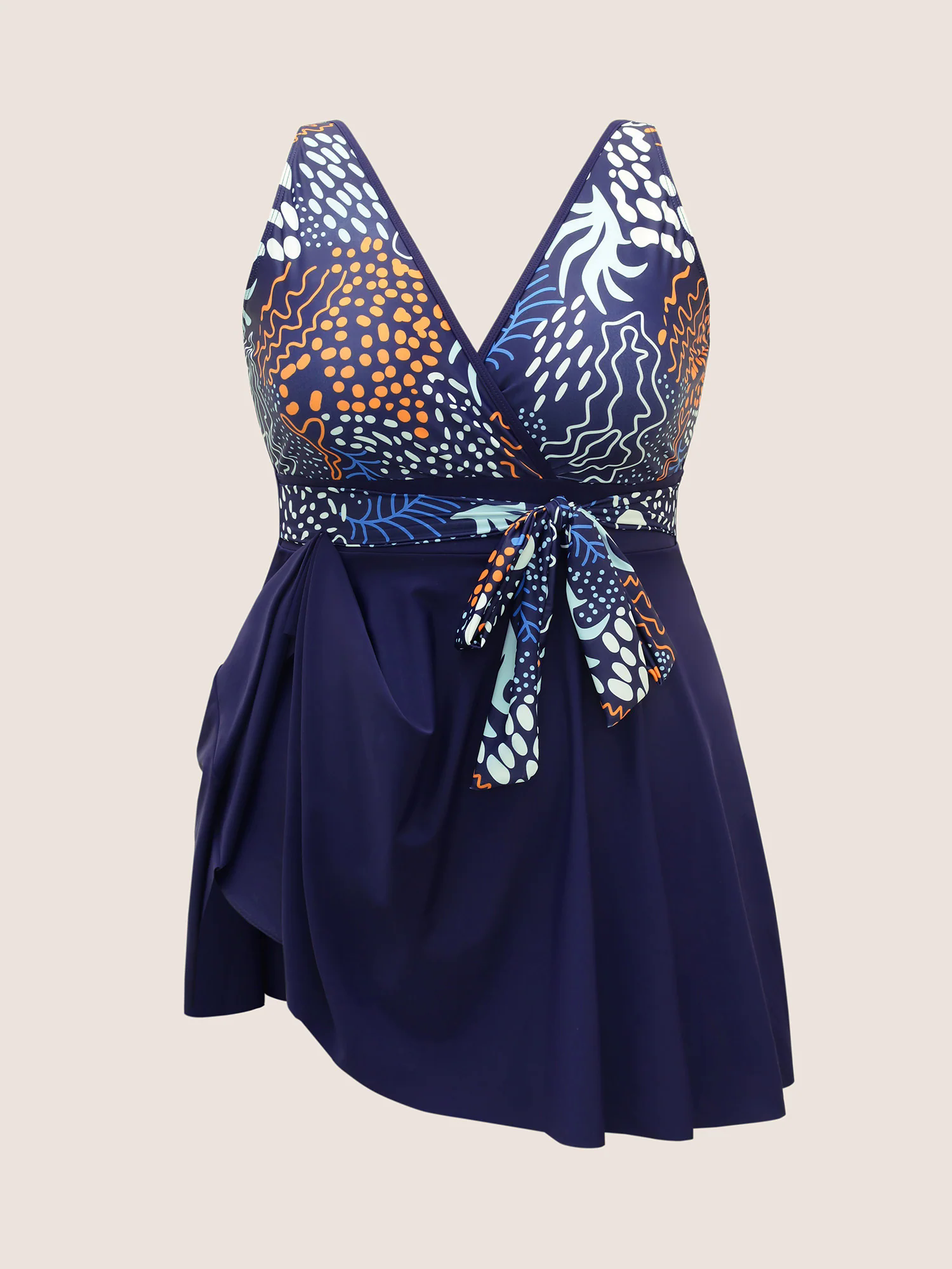 Marine Elements Patchwork Tie Knot Swim Dress Marine Elements Patchwork Tie Knot Swim Dress
