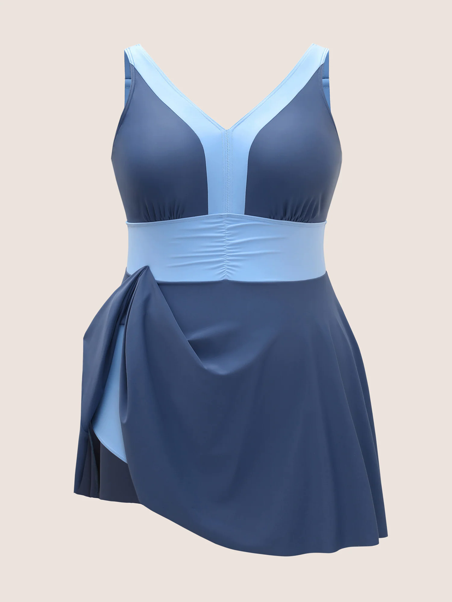 Two Tone Patchwork Gathered Swim Dress Two Tone Patchwork Gathered Swim Dress