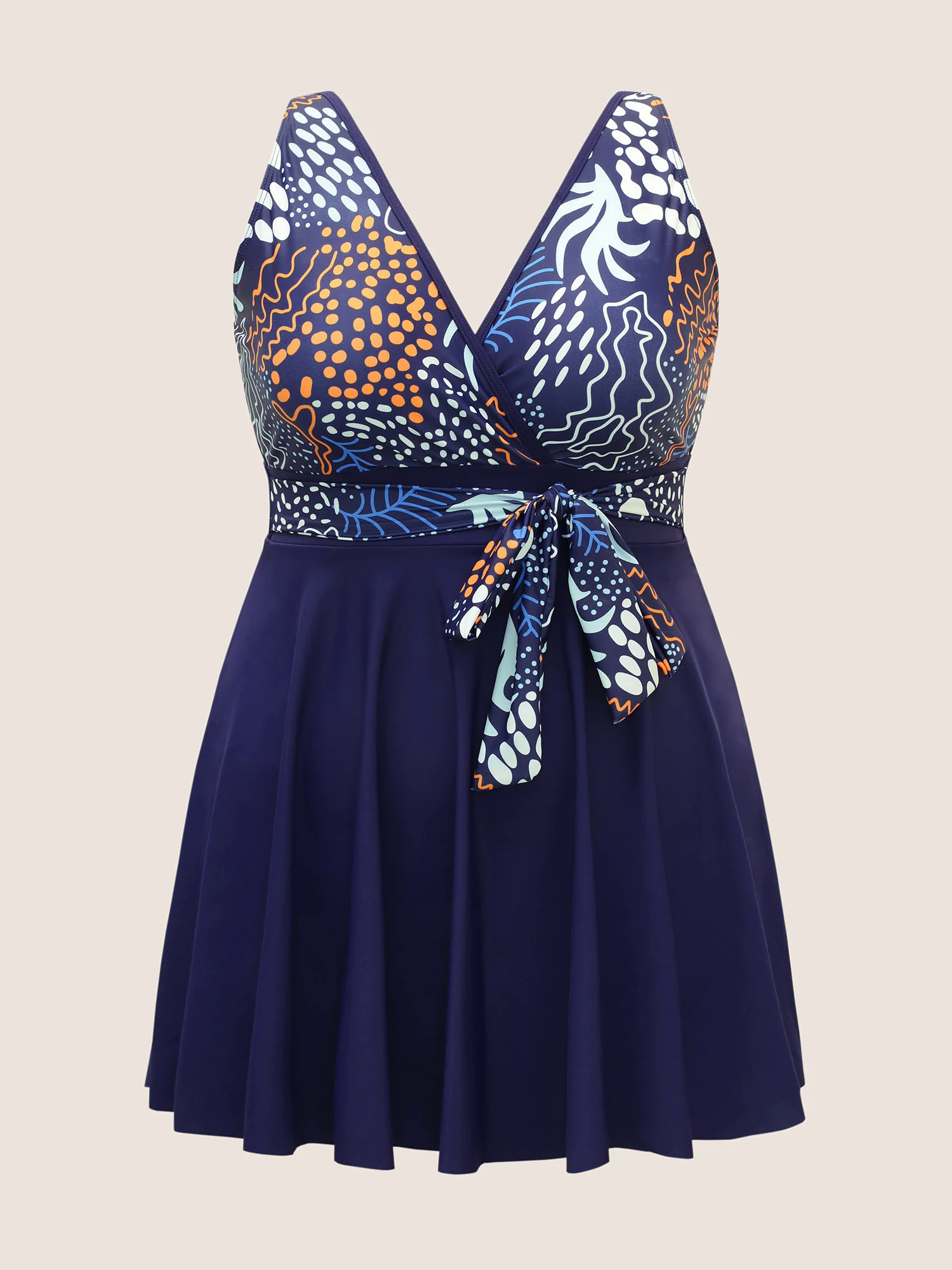 Marine Elements Patchwork Tie Knot Swim Dress Marine Elements Patchwork Tie Knot Swim Dress
