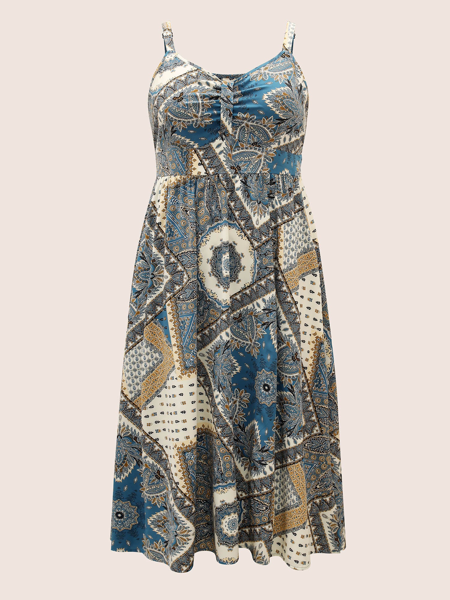 Bandana Print Ruched Split Hem Cami Dress Bandana Print Ruched Split Hem Cami Dress