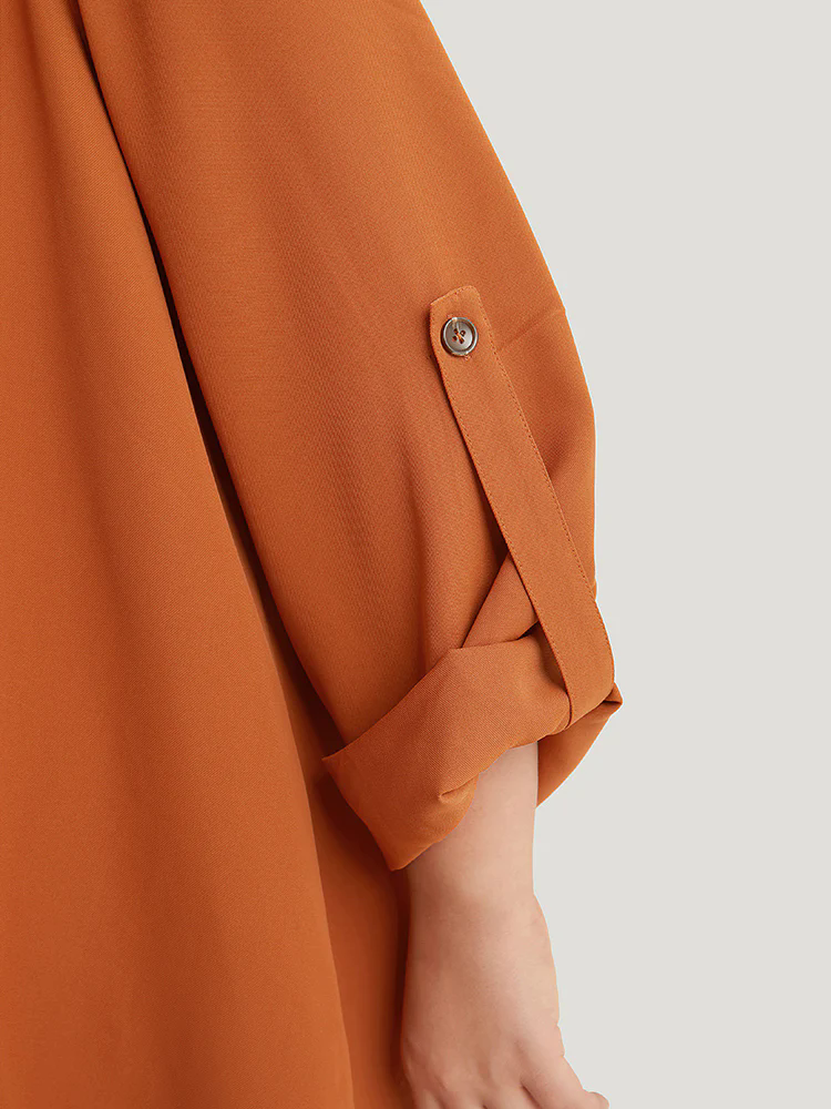Plain Button Up Tab Sleeve High Low Hem Blazer Plain Button Up Tab Sleeve High Low Hem Blazer