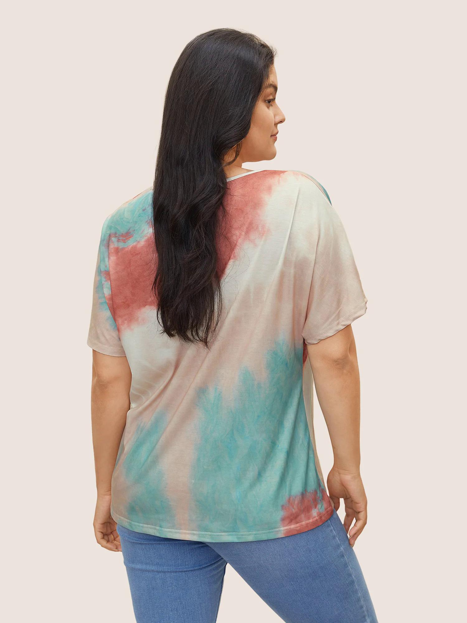 Tie Dye Drop Shoulder V Neck T-shirt Tie Dye Drop Shoulder V Neck T-shirt