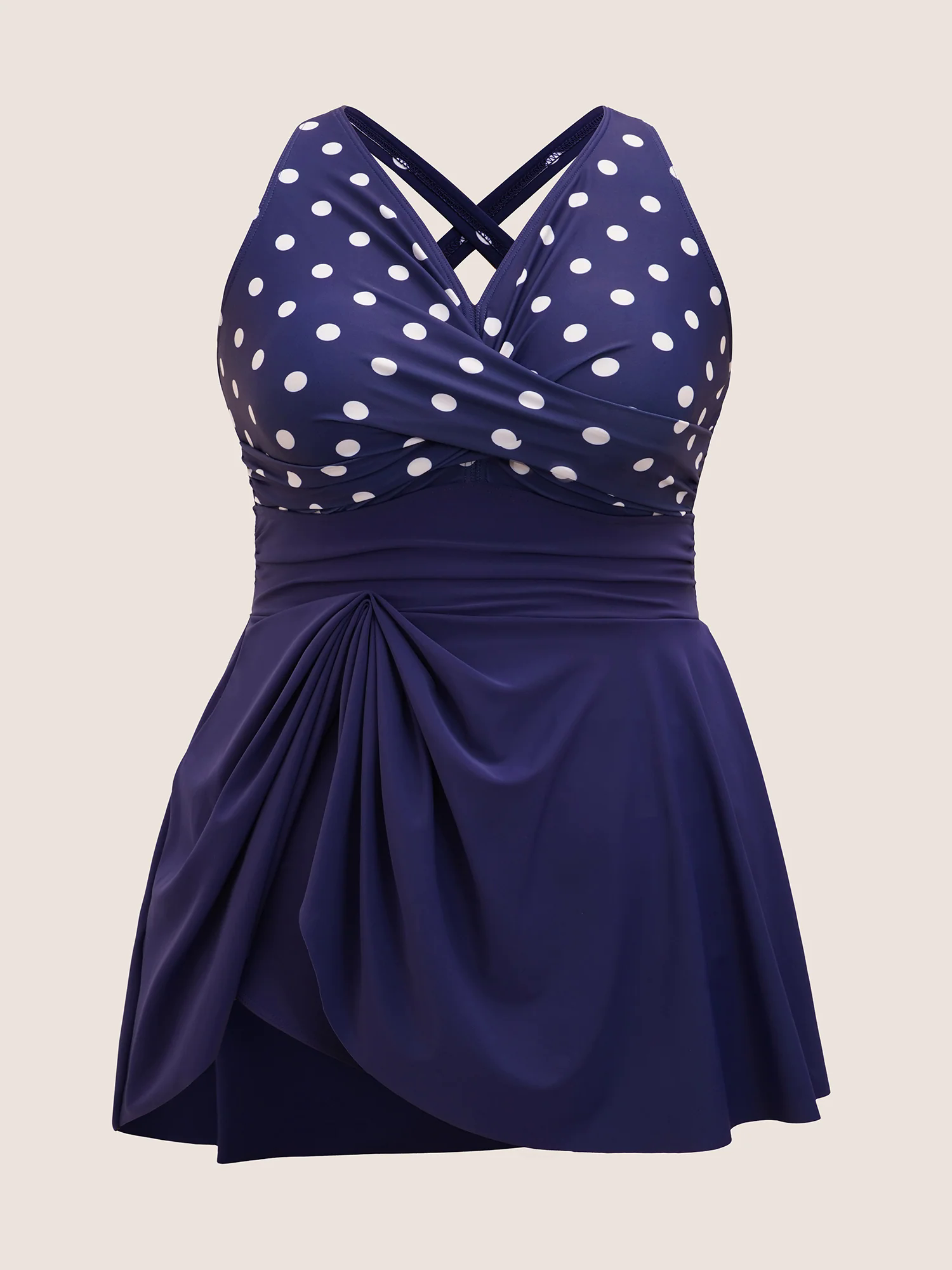 Polka Dot Patchwork Split Side Swim Dress Polka Dot Patchwork Split Side Swim Dress