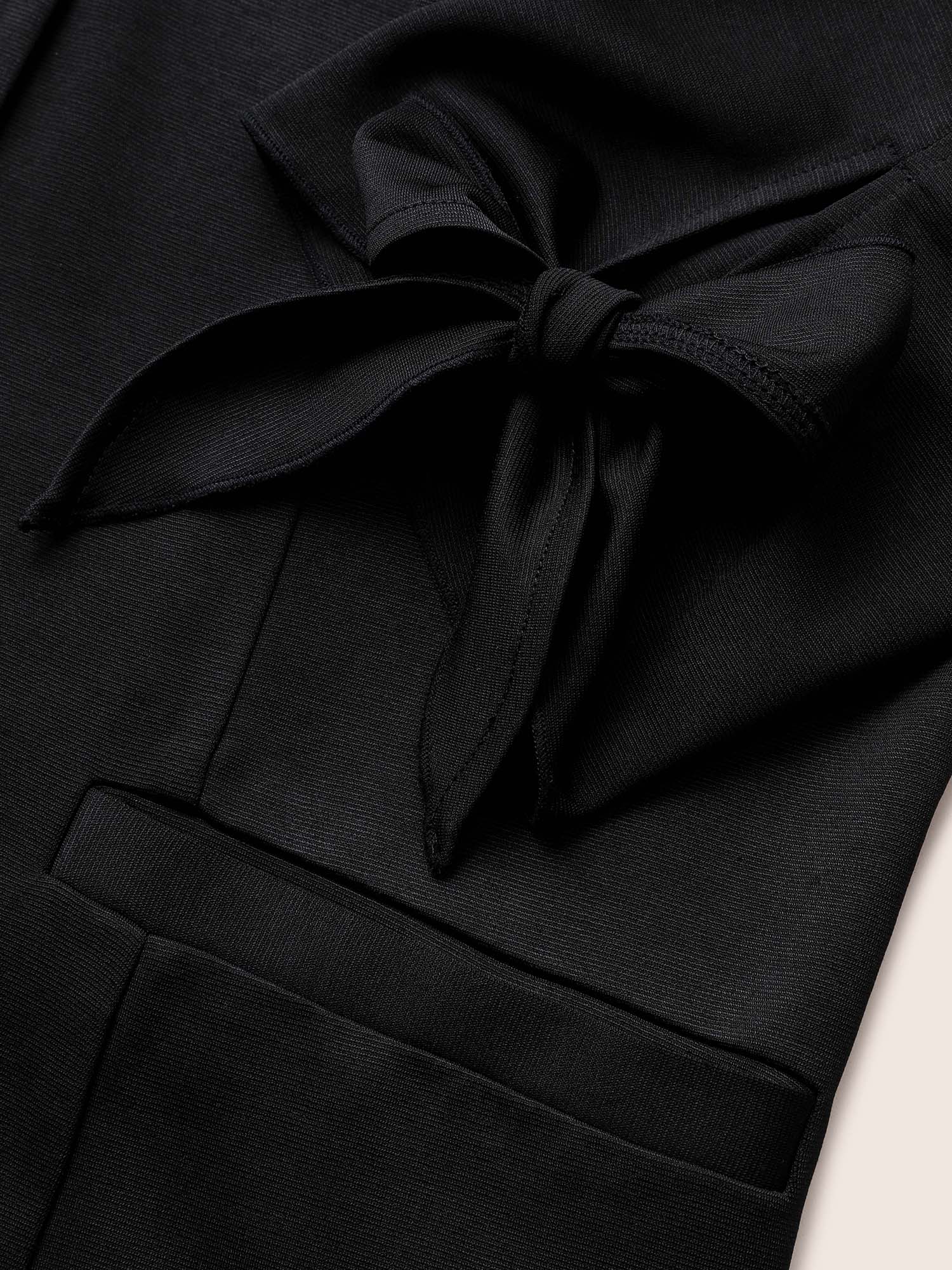Very Stretchy Plain Bowknot Ties Sleeve Button Up Blazer Very Stretchy Plain Bowknot Ties Sleeve Button Up Blazer