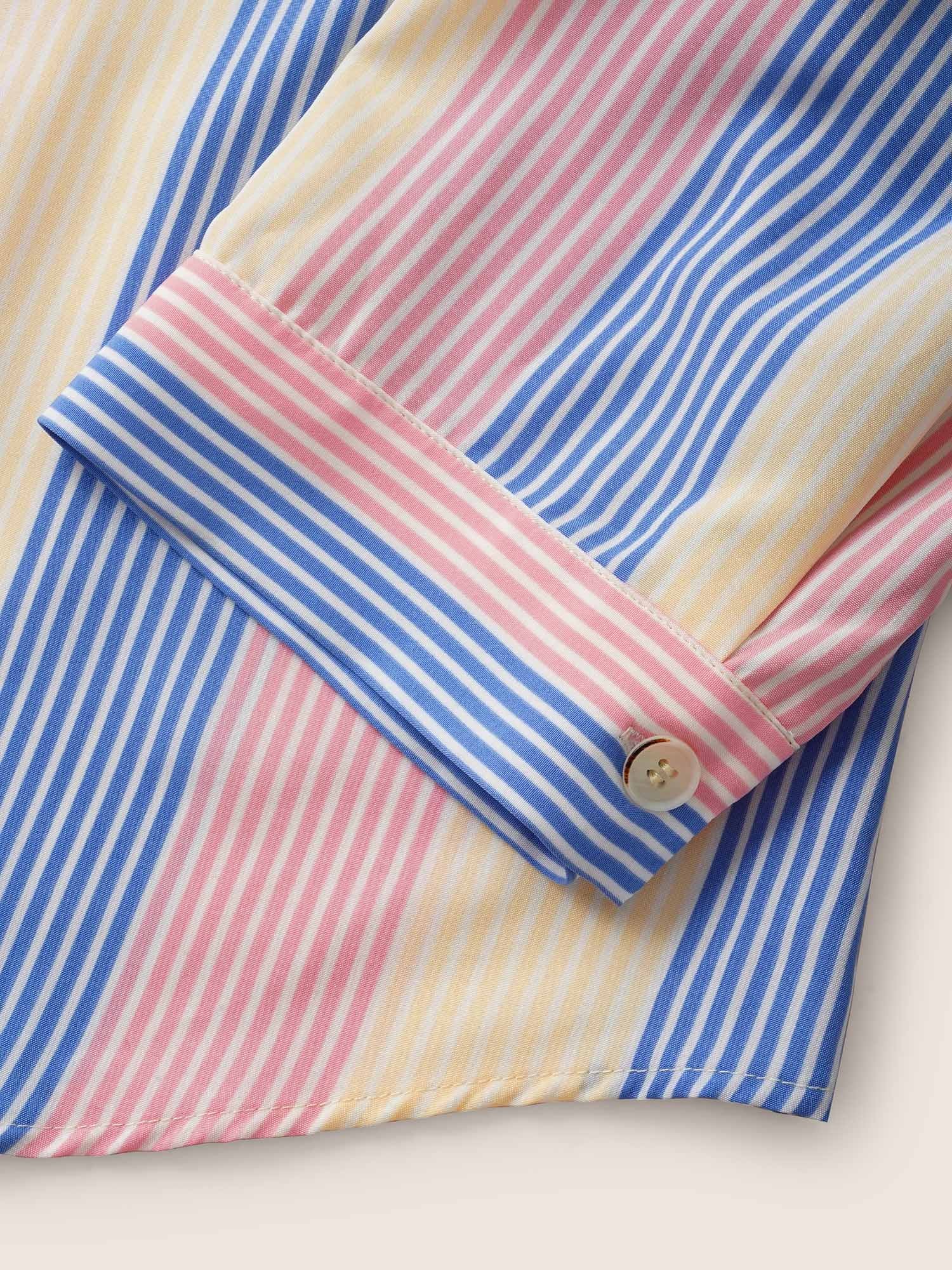 Contrast Striped Drawstring Patched Pocket Blouse Contrast Striped Drawstring Patched Pocket Blouse