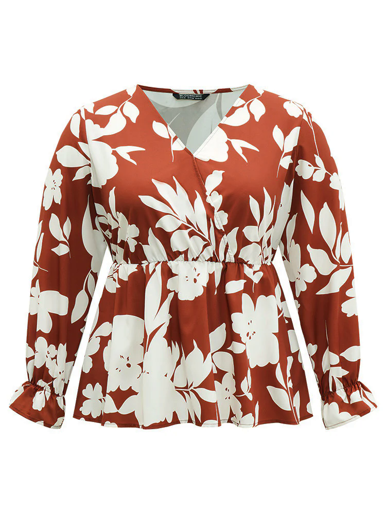 Silhouette Floral Print Elastic Waist Blouse Silhouette Floral Print Elastic Waist Blouse