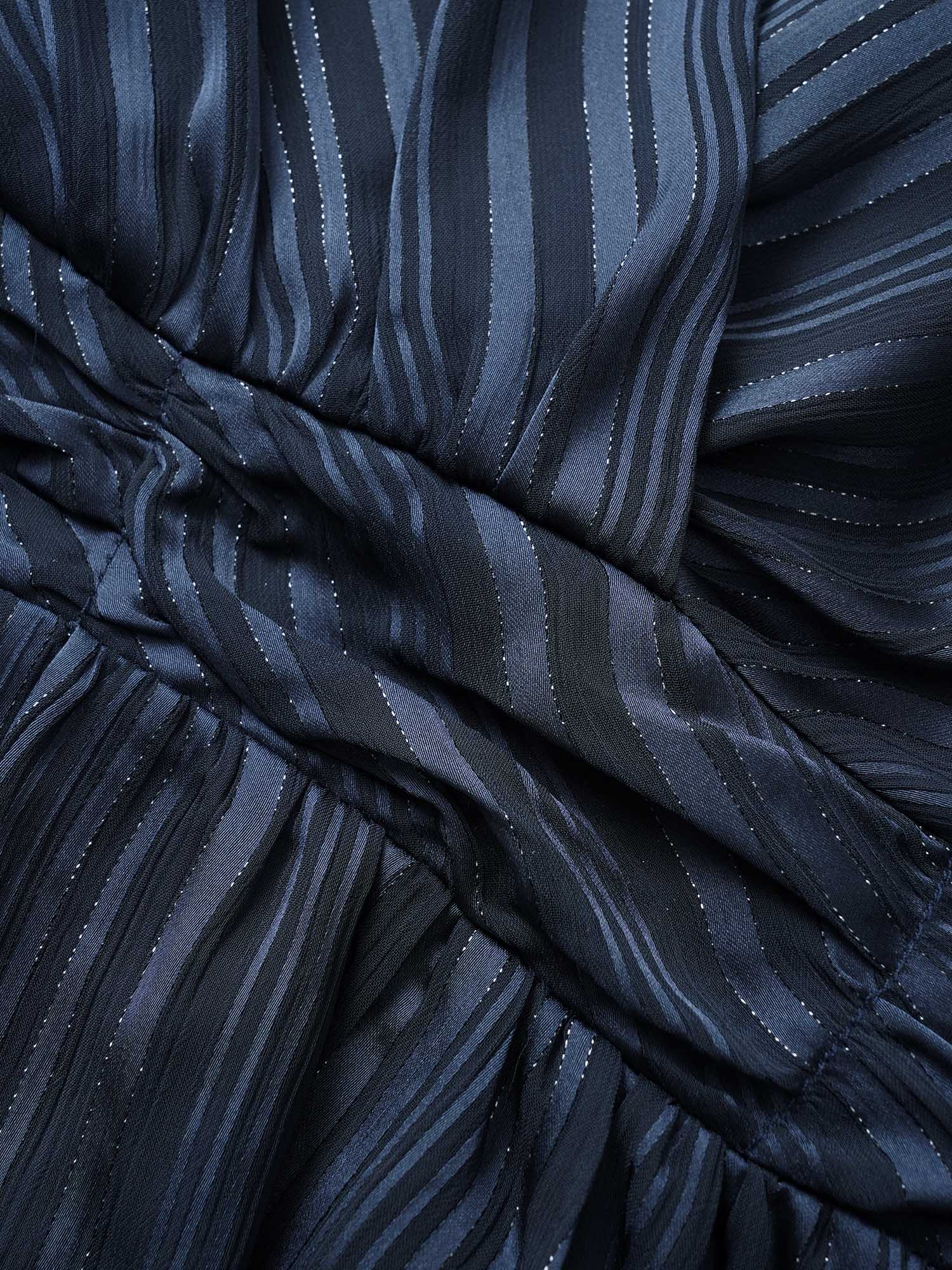 Texture Ruched Mesh Wrap Blouse