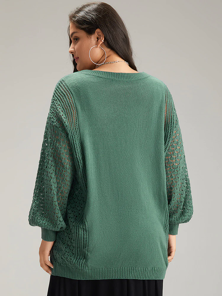 Solid Hollow Out Button Through Cardigan
