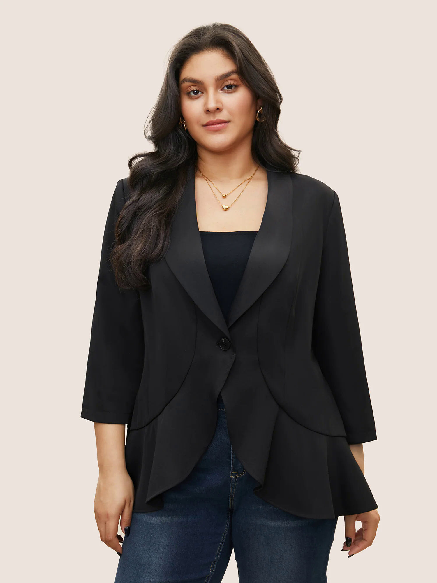 Anti-Wrinkle Solid Patchwork Ruffles Blazer