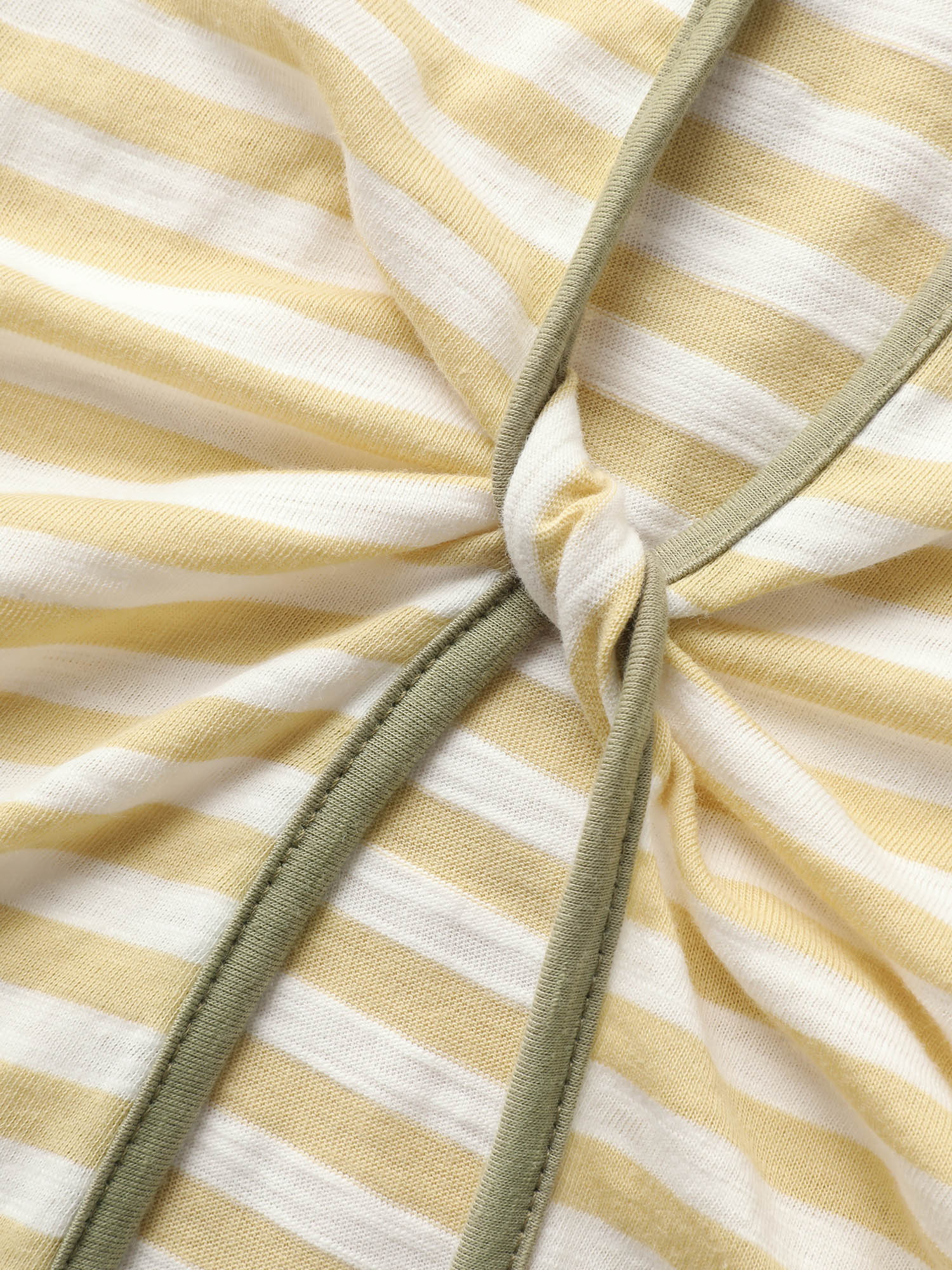 Striped Round Neck Twist Backless T-shirt