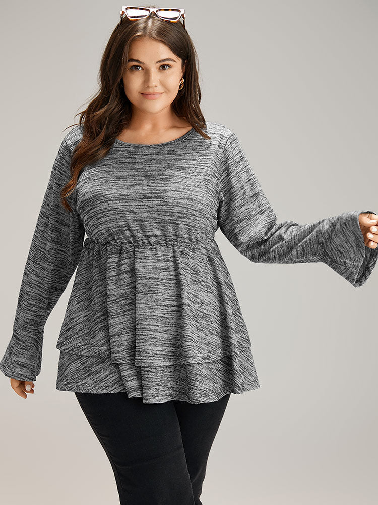 Plain Ruffle Layered Hem T-shirt