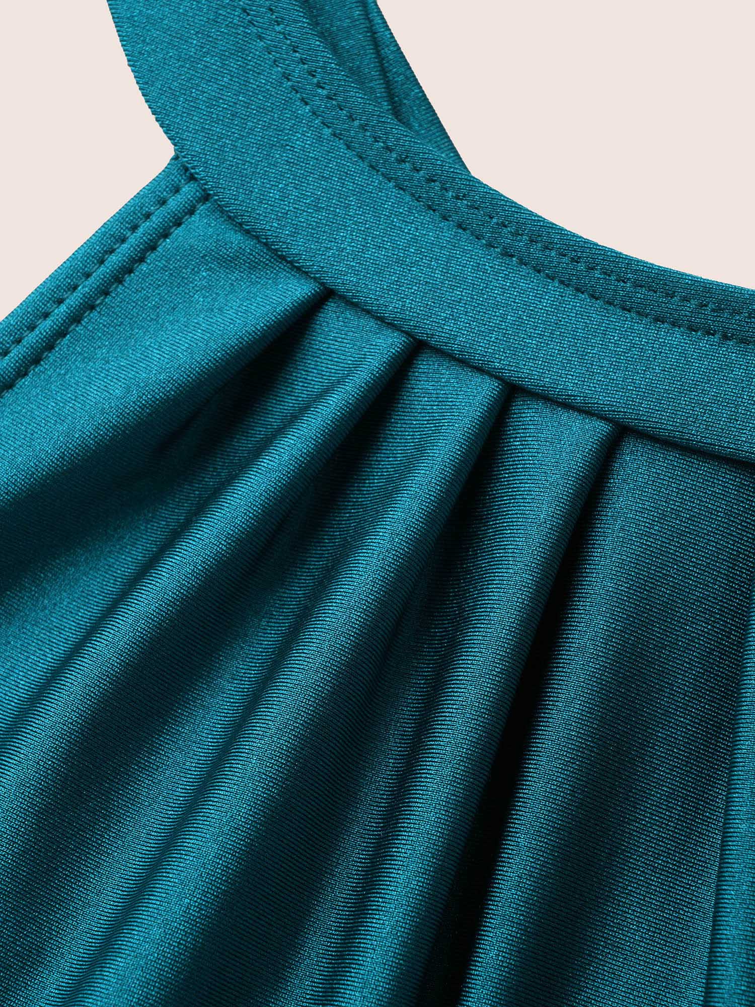 Halter Back Crisscross Pleated Swim Dress Halter Back Crisscross Pleated Swim Dress
