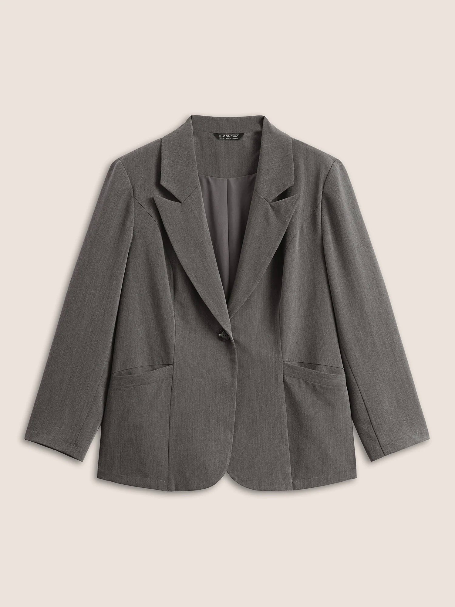 Plain Suit Collar Pocket Regular Fit Blazer