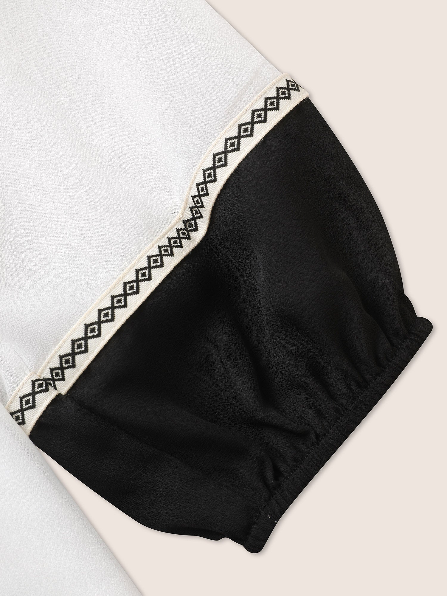Bandana Contrast Webbing Tassel Tie Knot Blouse Bandana Contrast Webbing Tassel Tie Knot Blouse