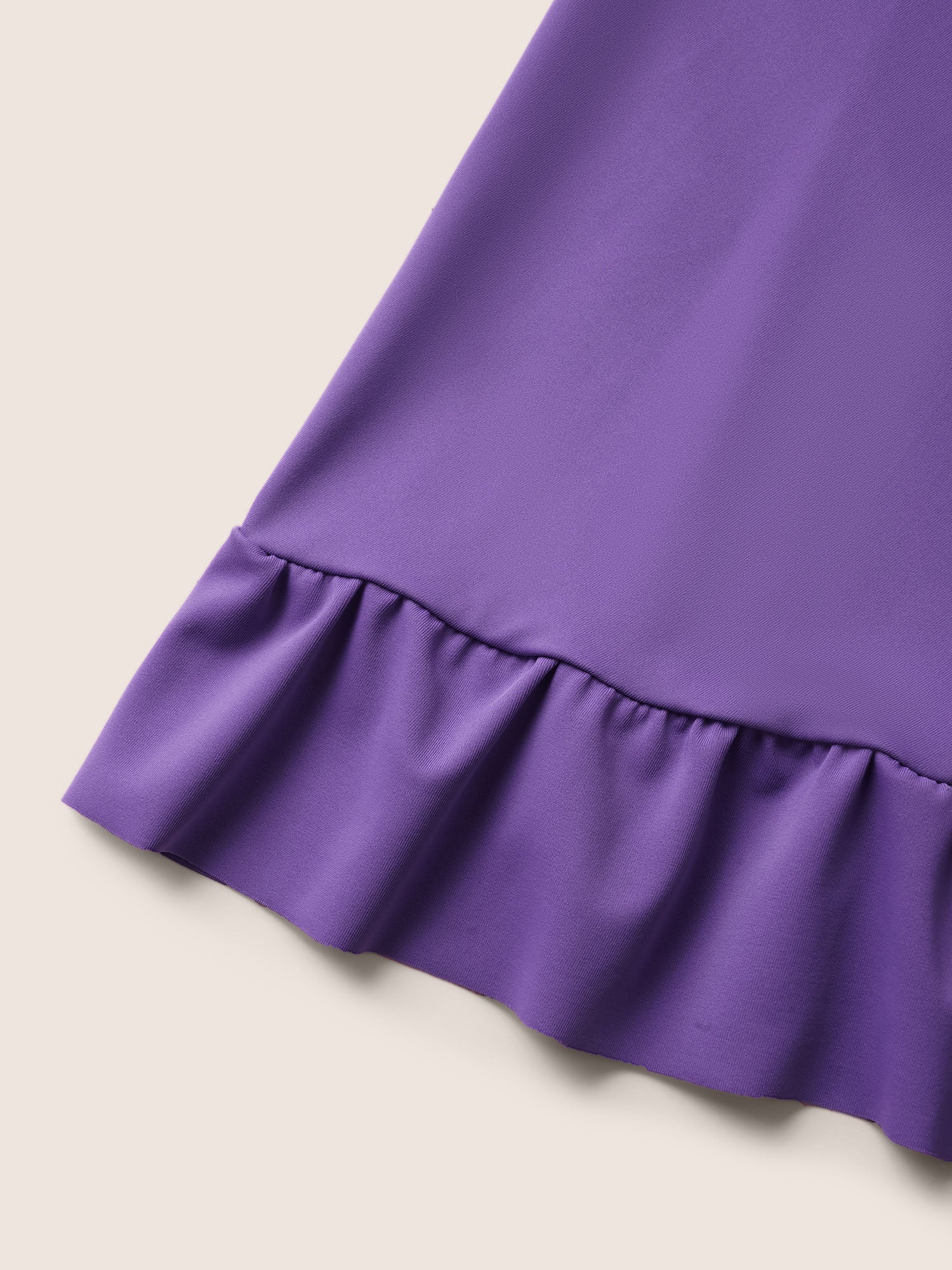 V Neck Solid Tie Knot Ruffles Swim Dress