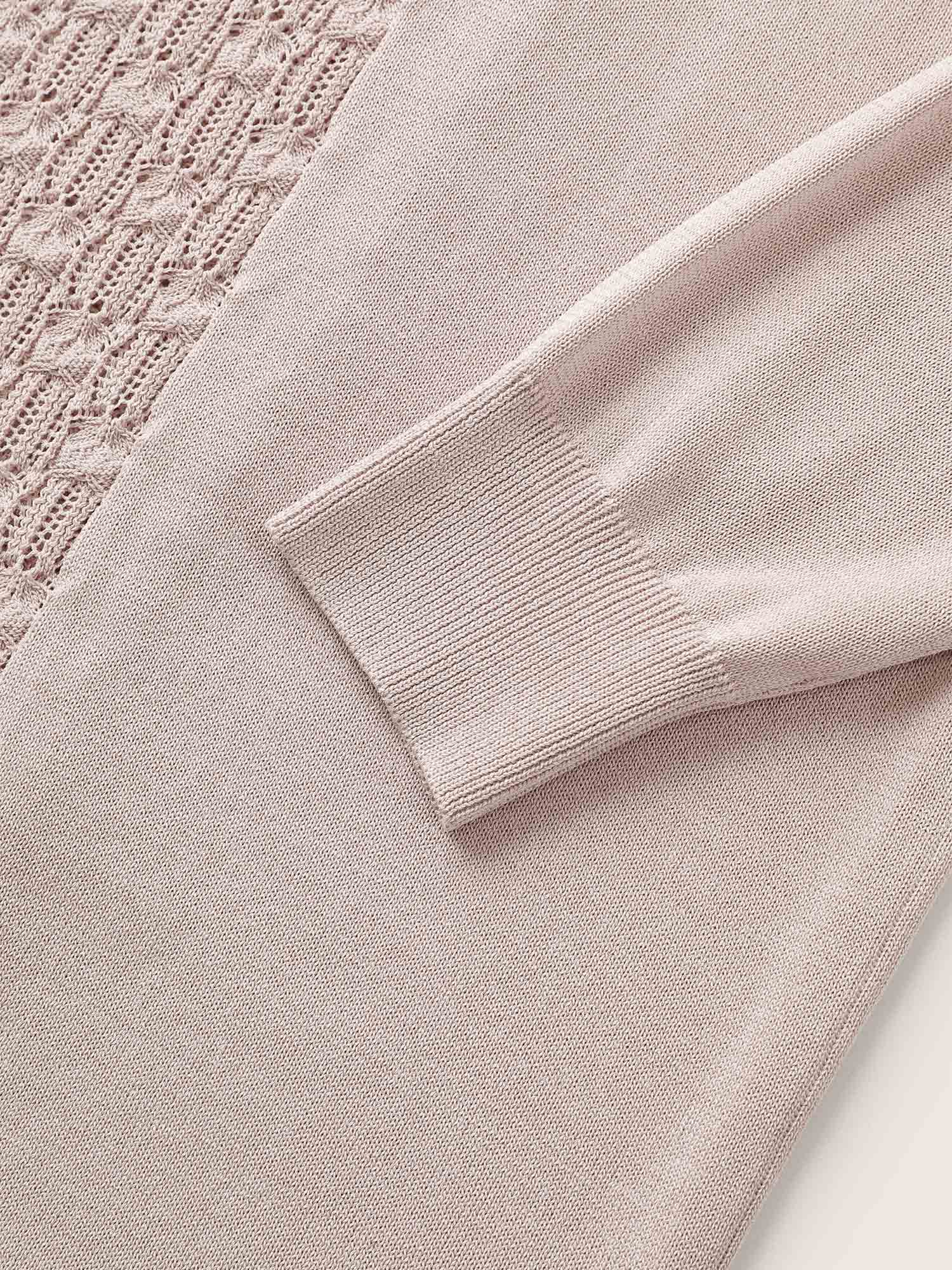 Plain Lapel Collar Pointelle Knit Backless Cardigan Plain Lapel Collar Pointelle Knit Backless Cardigan