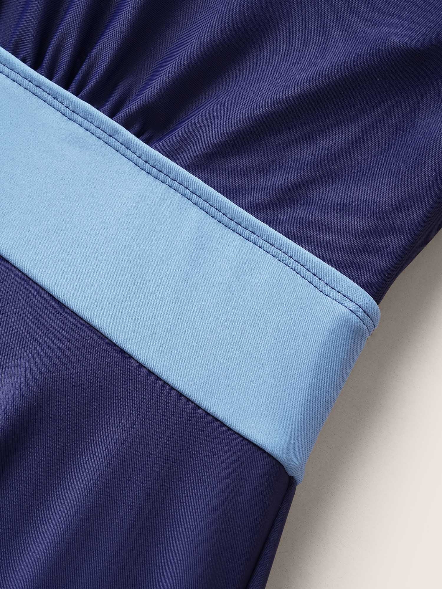 Two Tone Gathered Overlap Collar Swim Dress Two Tone Gathered Overlap Collar Swim Dress