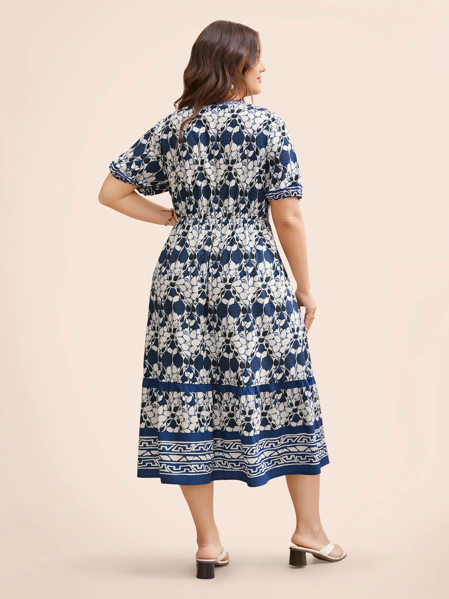 Bandana Print Notched Lantern Sleeve Dress Bandana Print Notched Lantern Sleeve Dress
