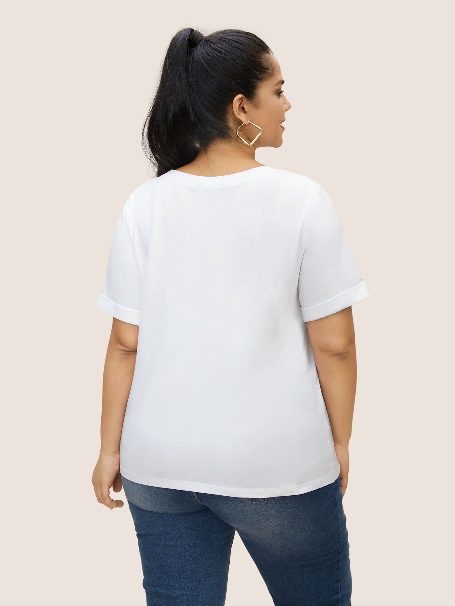 Positive Slogans Print Round Neck T-shirt Positive Slogans Print Round Neck T-shirt