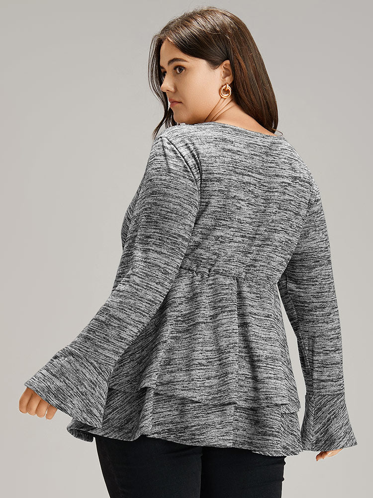 Plain Ruffle Layered Hem T-shirt