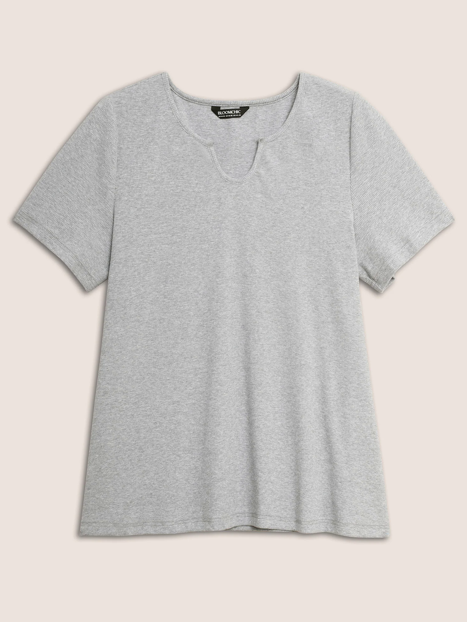 Cotton Notched Collar Solid Pit Strip T-shirt Cotton Notched Collar Solid Pit Strip T-shirt