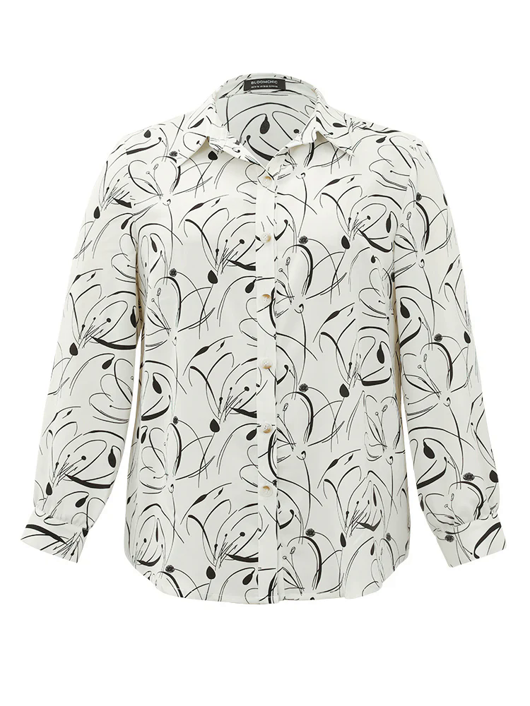 Shirt Collar Line Floral Button Through Blouse Shirt Collar Line Floral Button Through Blouse