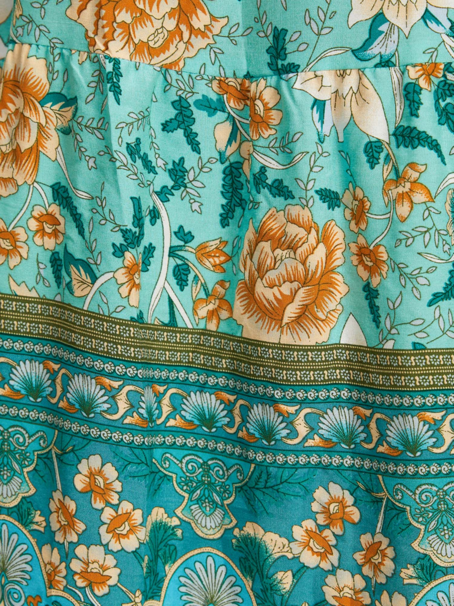 Bandana Tassels Lantern Sleeve Ruffle Pocket Keyhole Neck Dress Bandana Tassels Lantern Sleeve Ruffle Pocket Keyhole Neck Dress