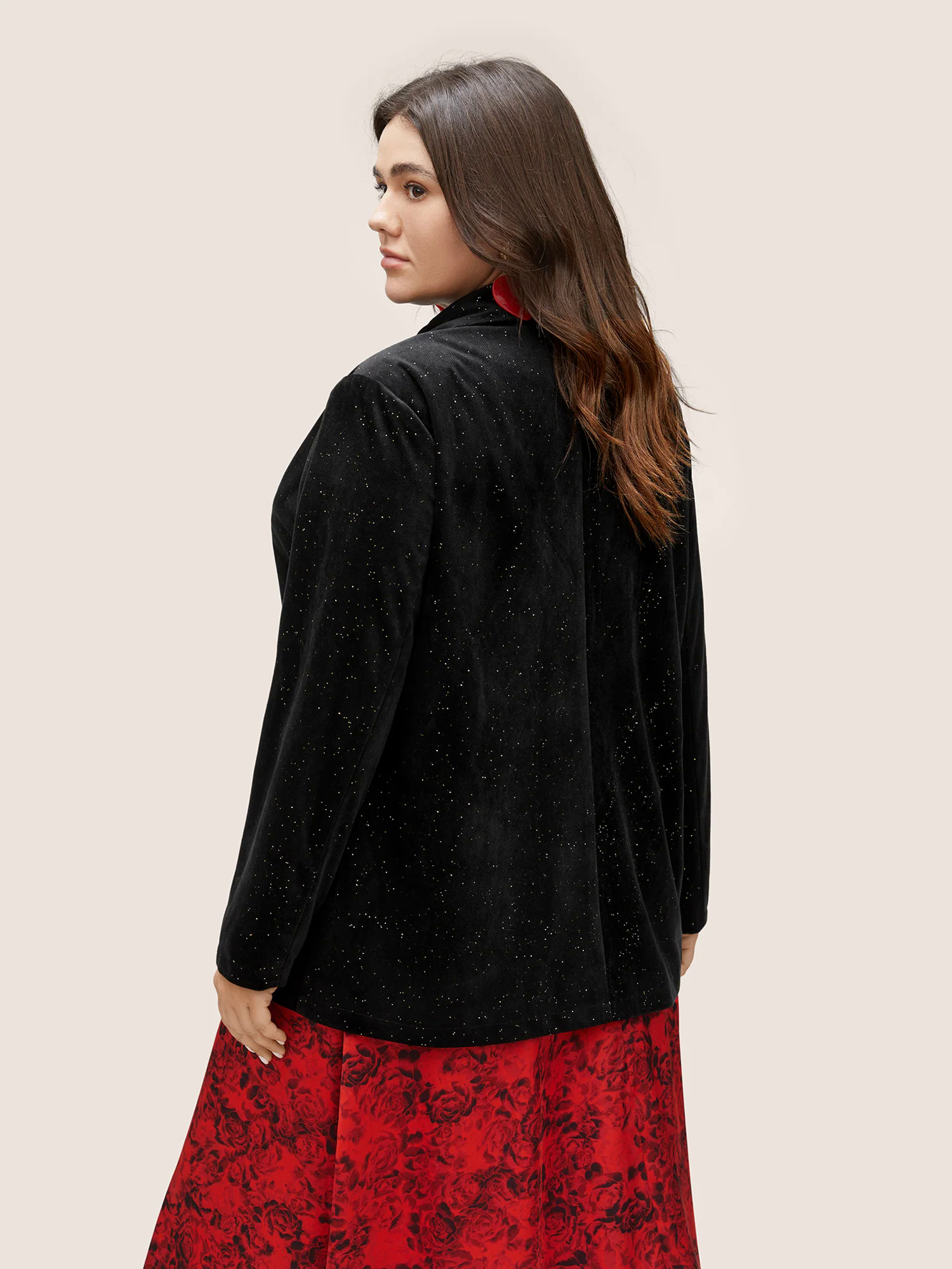 Galaxy Glitter Pocket Suit Collar Blazer