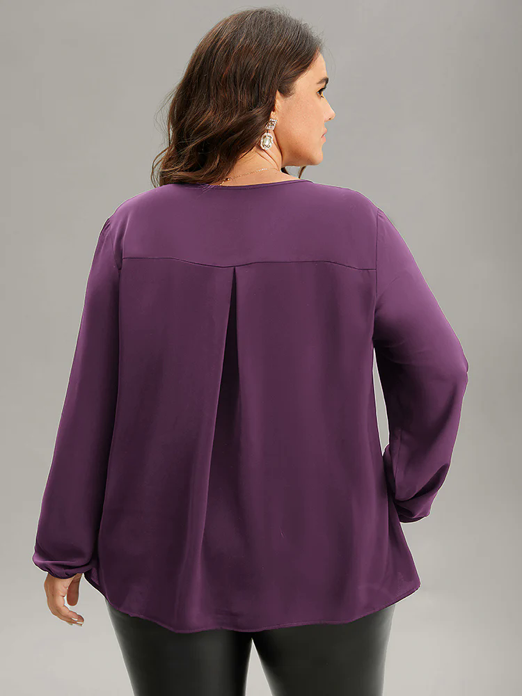 Sequin Tassel Trim Patchwork Lantern Sleeve Blouse Sequin Tassel Trim Patchwork Lantern Sleeve Blouse