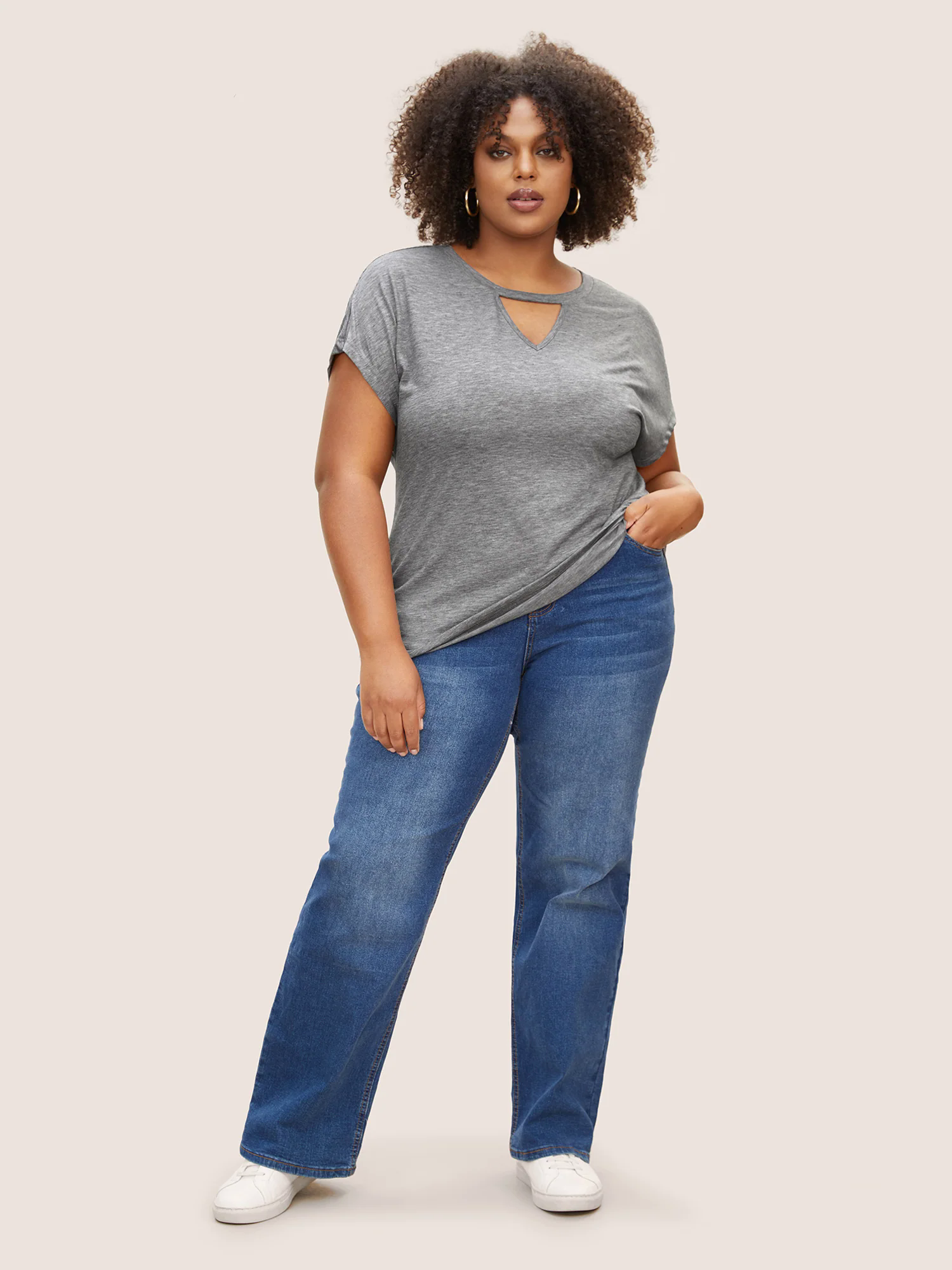 Plain Heather Keyhole Dolman Sleeve T-shirt Plain Heather Keyhole Dolman Sleeve T-shirt