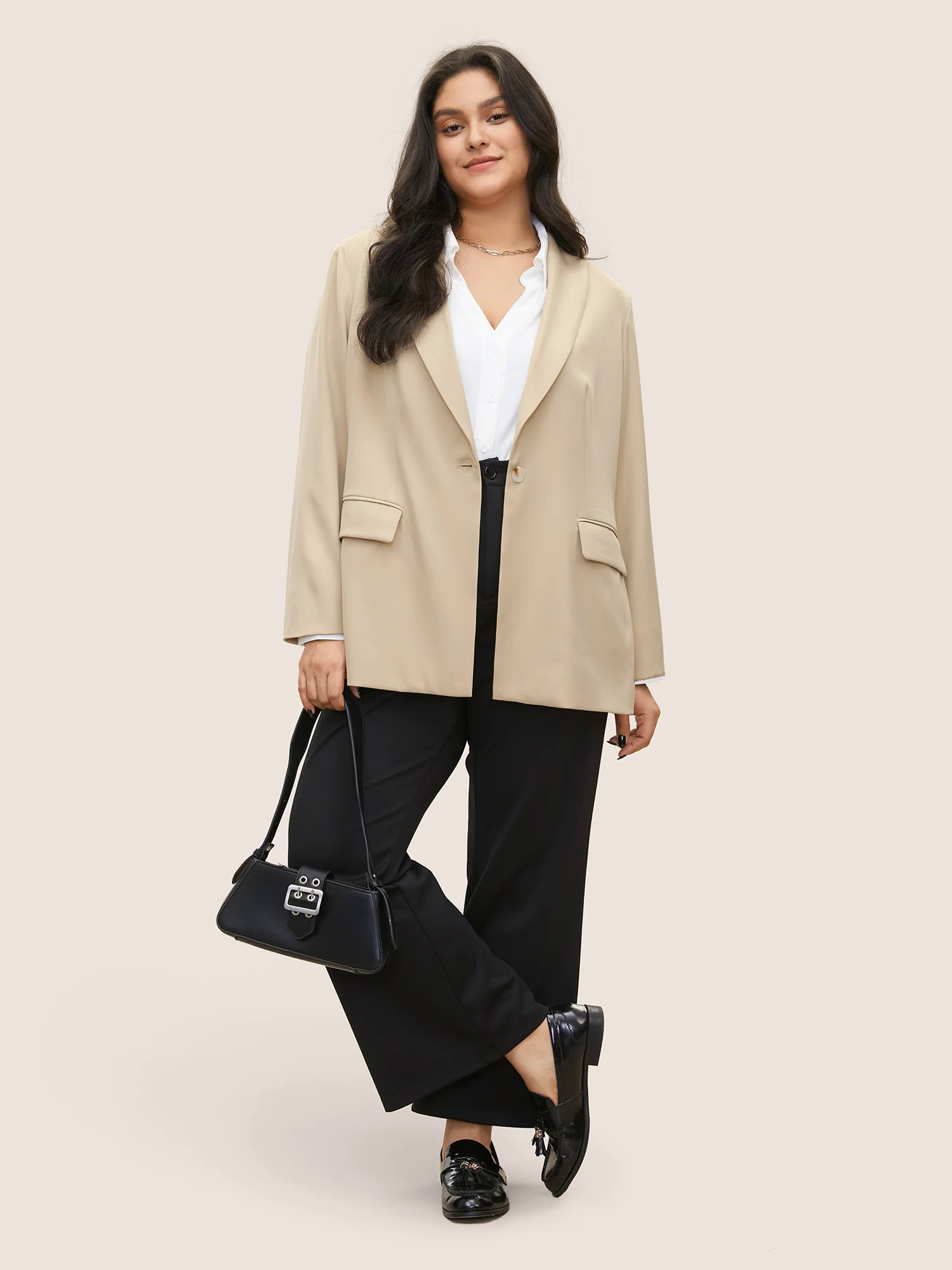 Anti-Wrinkle Suit Collar Flap Detail Blazer