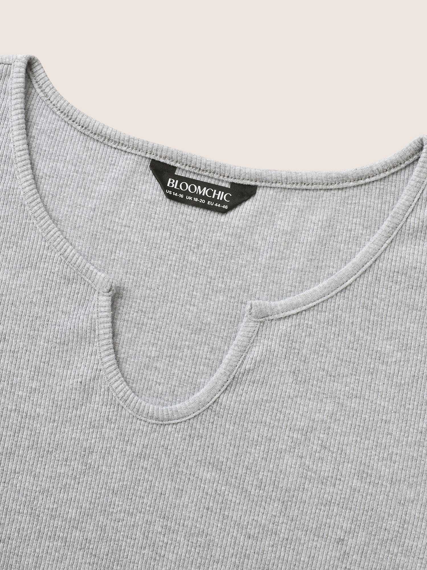 Cotton Notched Collar Solid Pit Strip T-shirt Cotton Notched Collar Solid Pit Strip T-shirt
