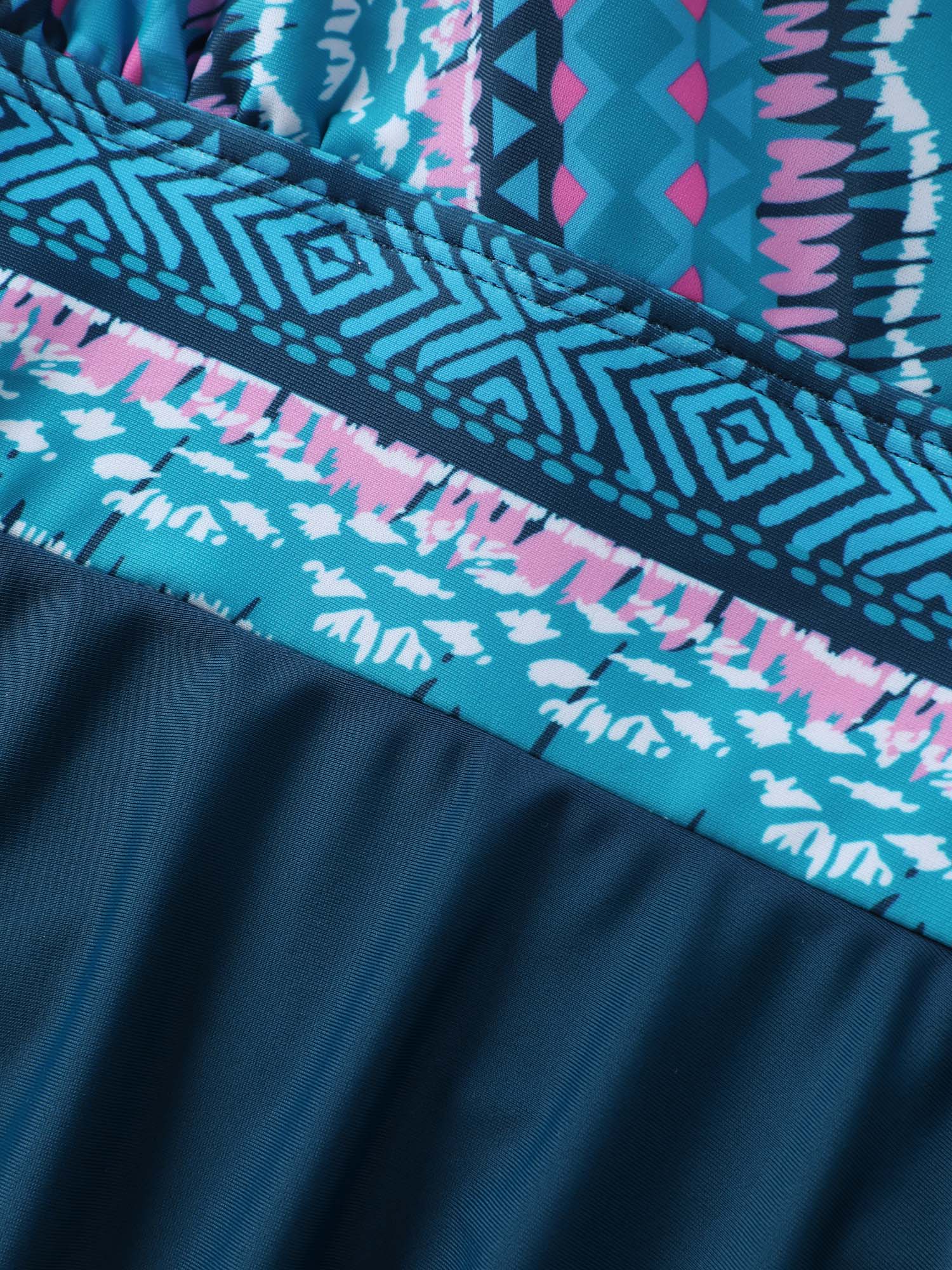 Overlap Collar Bandana Patchwork Split Hem Swim Dress Overlap Collar Bandana Patchwork Split Hem Swim Dress
