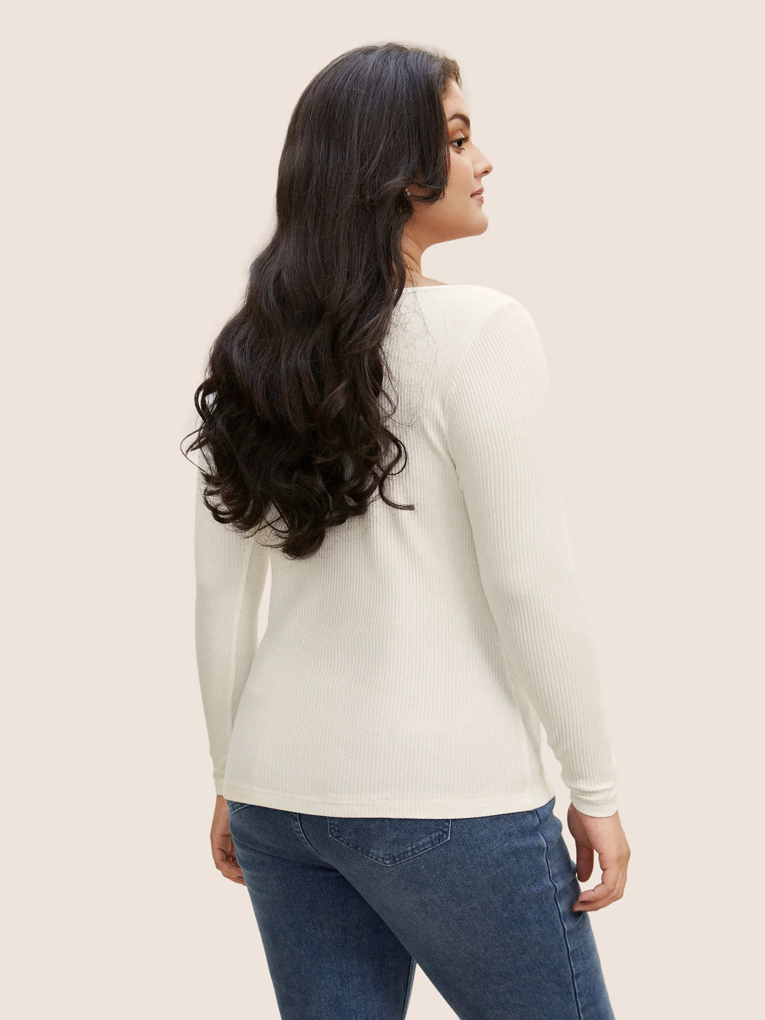 Cotton Asymmetrical Neck Tucked Seam Knit T-shirt Cotton Asymmetrical Neck Tucked Seam Knit T-shirt
