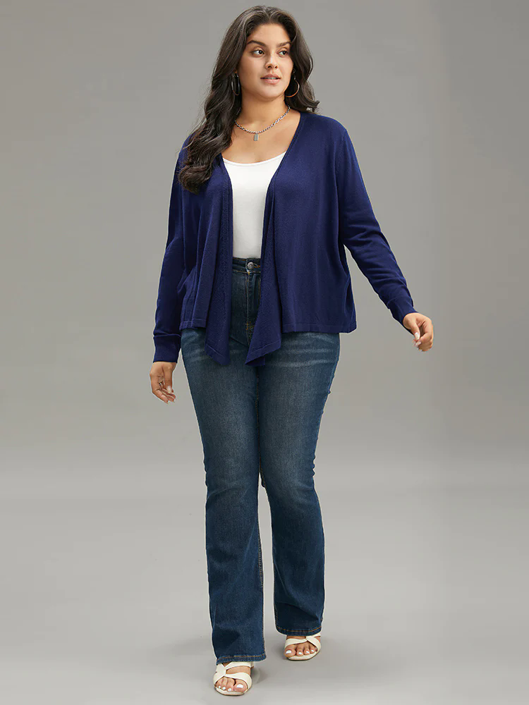 Supersoft Essentials Asymmetrical Hem Elastic Cuffs Cardigan