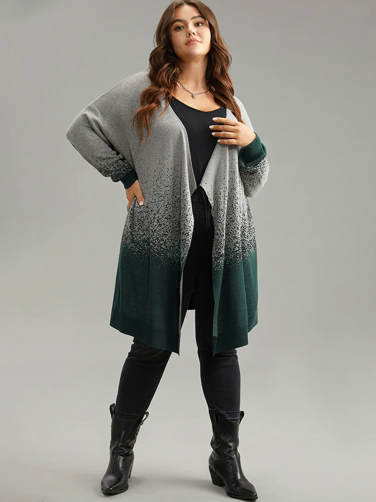 Ombre Asymmetrical Open Front Cardigan