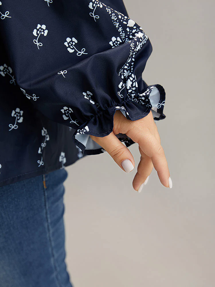Bandana Print Flutter Trim Blouse