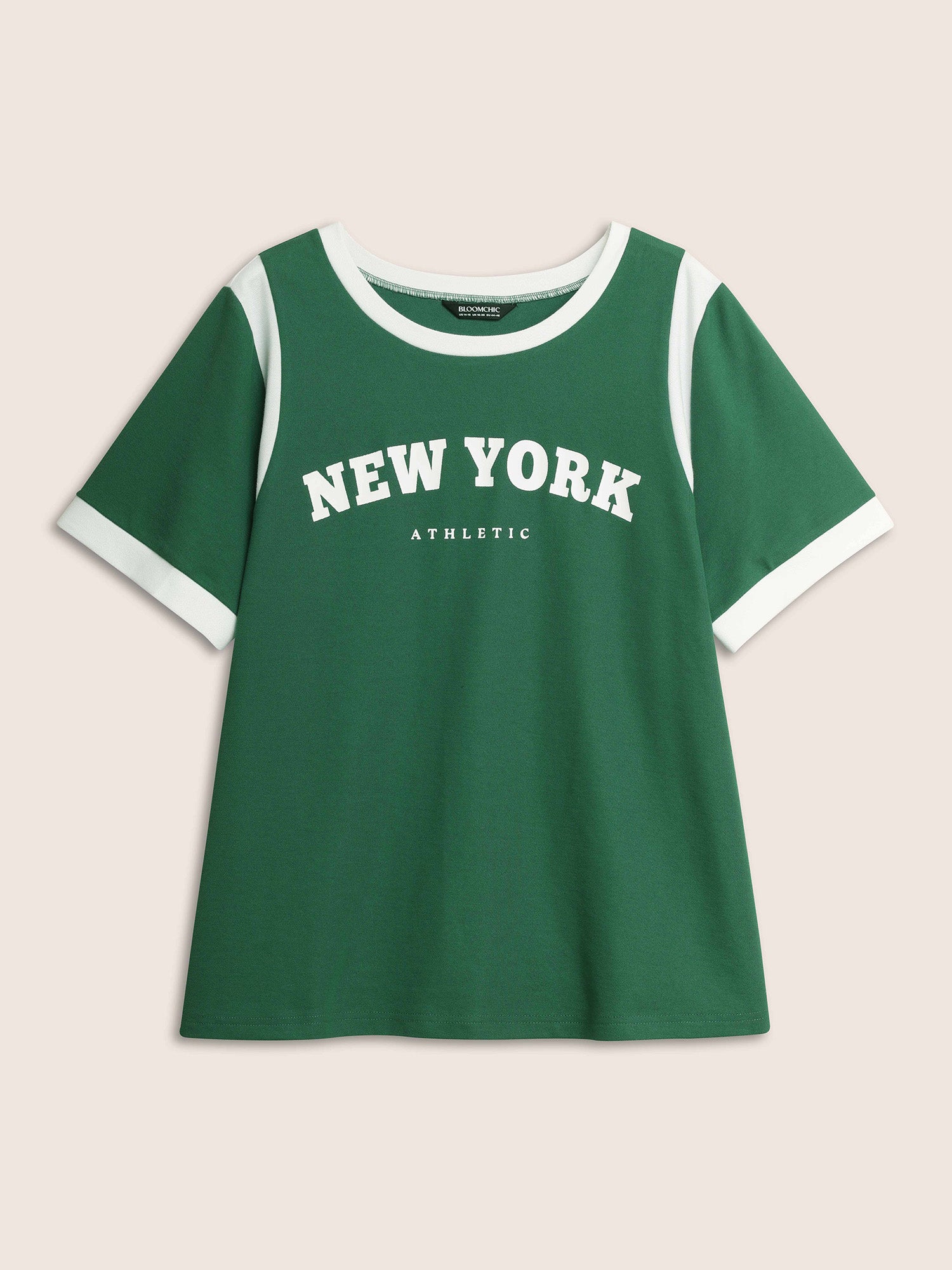 Contrast Letter Print Round Neck T-shirt