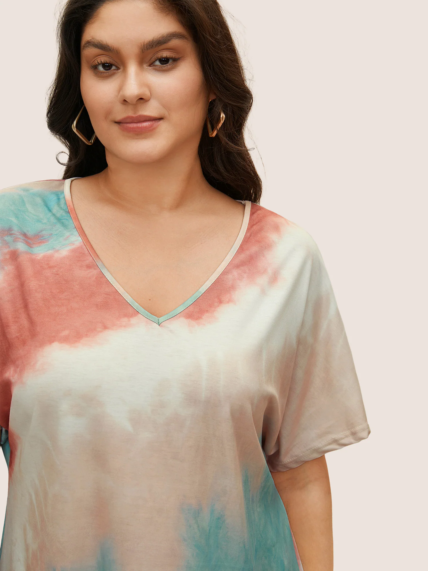 Tie Dye Drop Shoulder V Neck T-shirt Tie Dye Drop Shoulder V Neck T-shirt