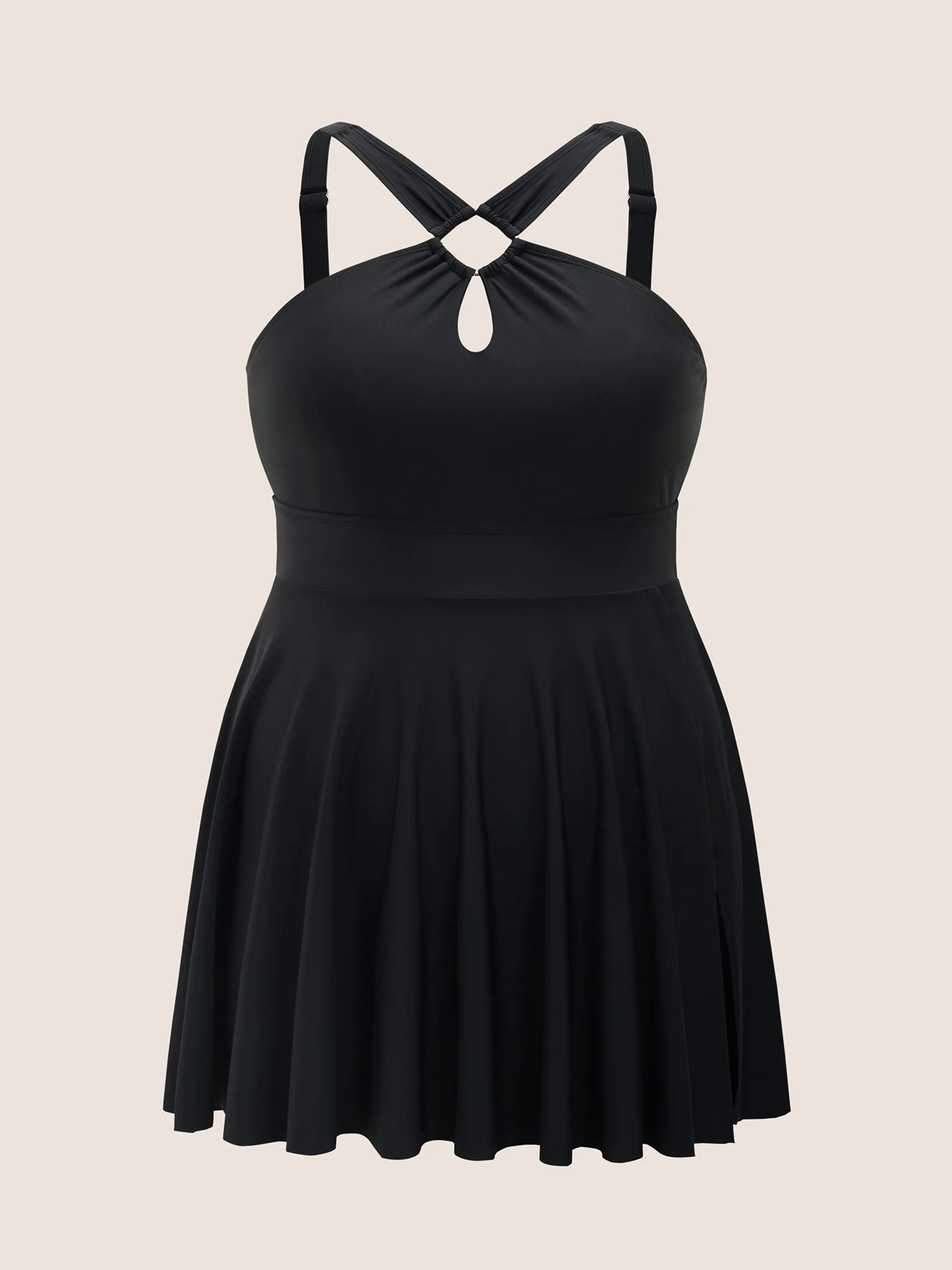 Plain Cut Out Split Side Swim Dress Plain Cut Out Split Side Swim Dress