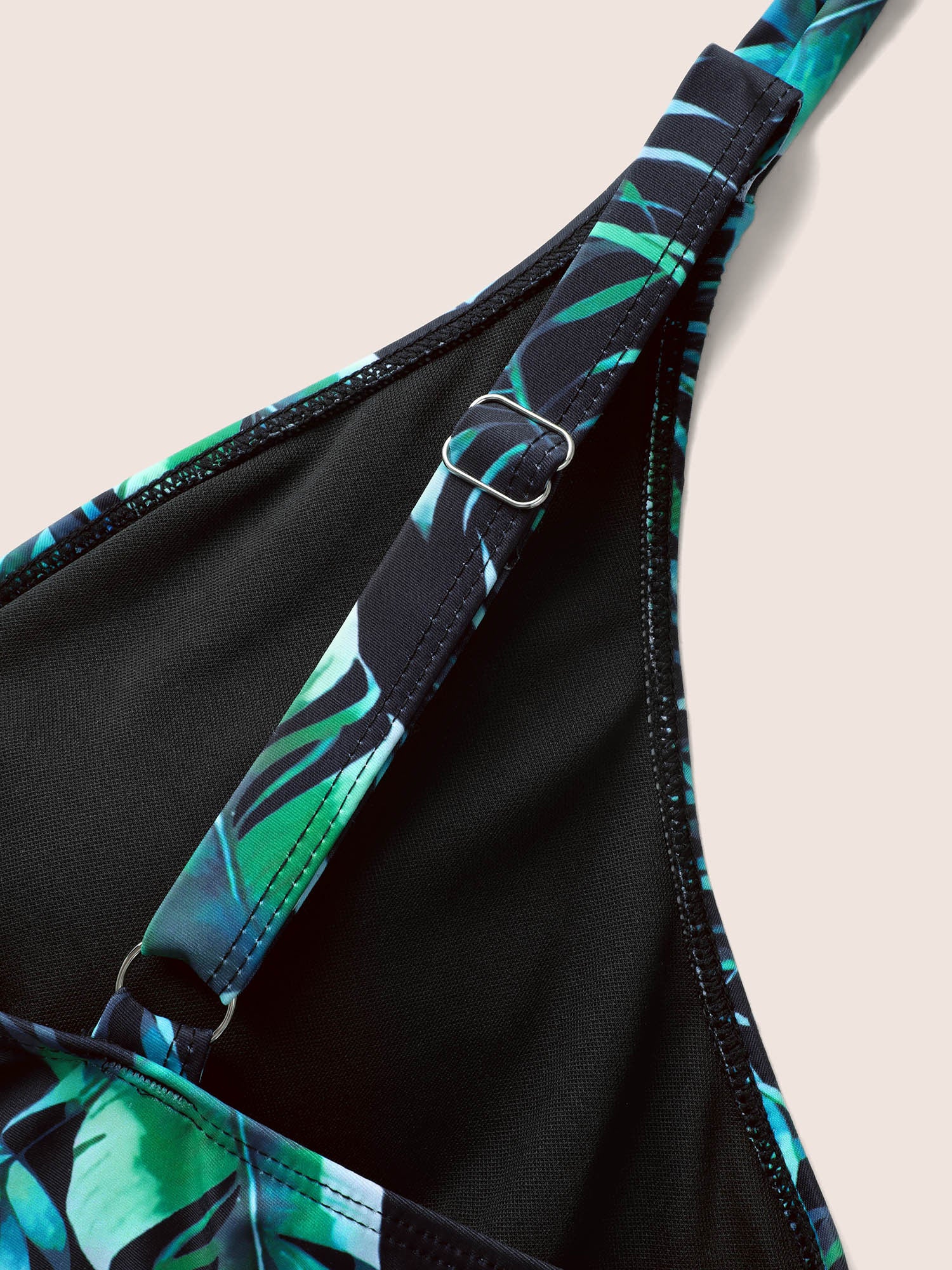 Overlap Collar Tropical Print Mesh Tie Knot Swim Dress Overlap Collar Tropical Print Mesh Tie Knot Swim Dress