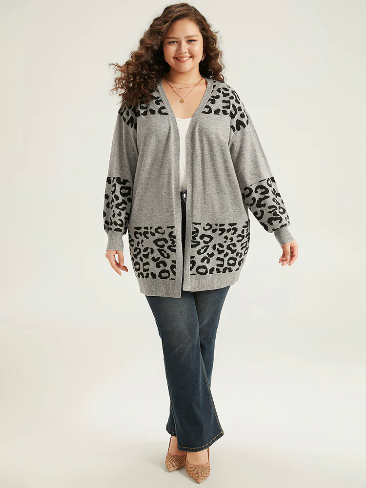 Supersoft Essentials Leopard Contrast Elastic Cuffs Pullover