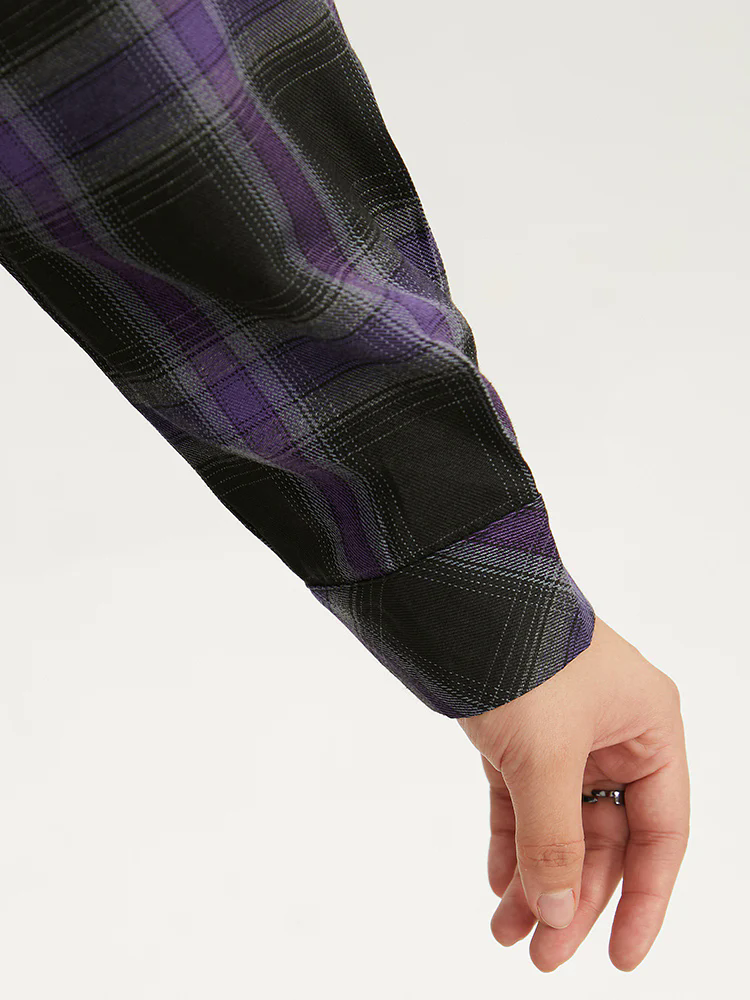 Halloween Plaid Shirt Collar Button Up Pocket Blouse Halloween Plaid Shirt Collar Button Up Pocket Blouse