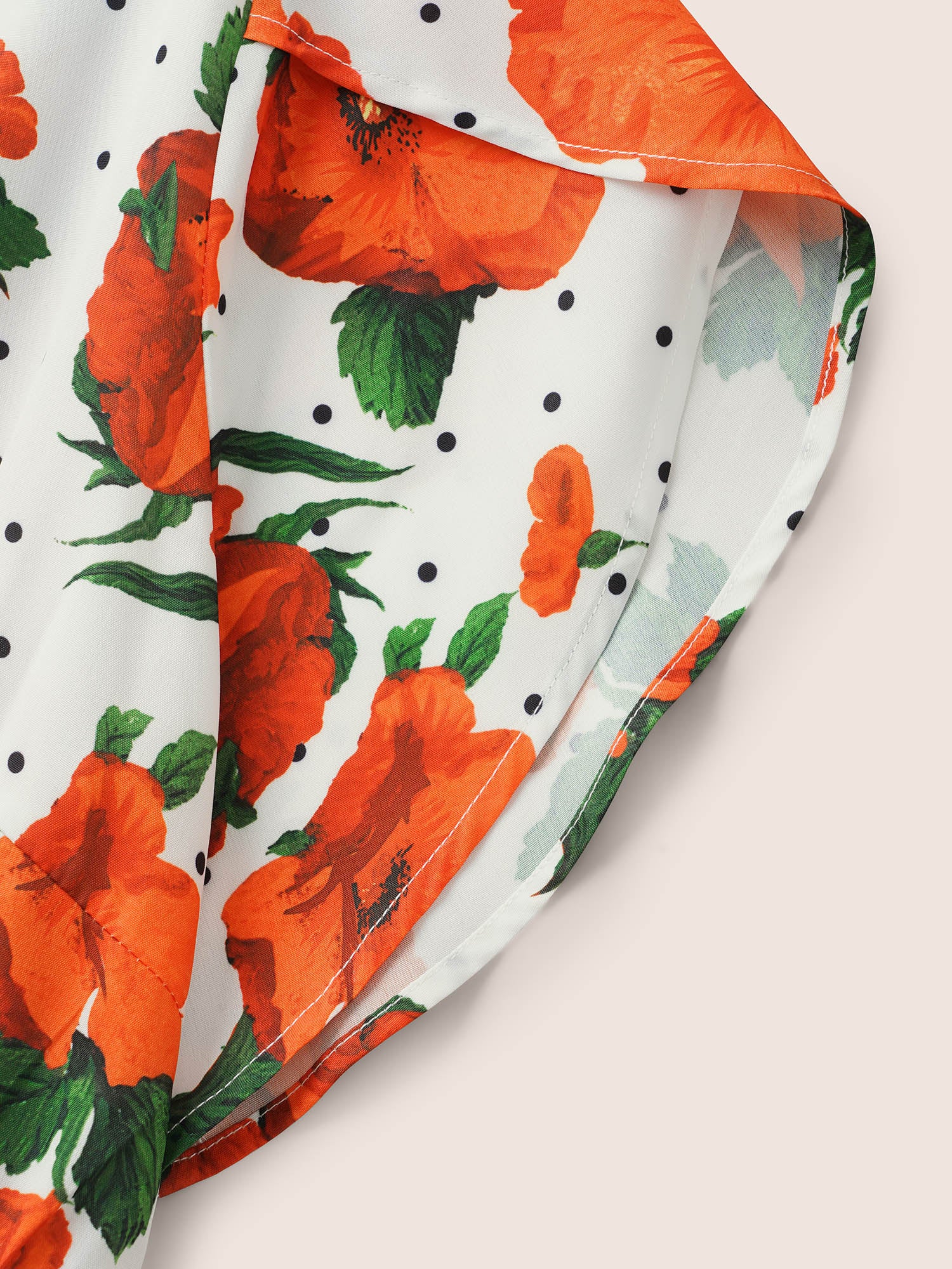 Overlap Collar Floral Elastic Waist Petal Sleeve Blouse Overlap Collar Floral Elastic Waist Petal Sleeve Blouse