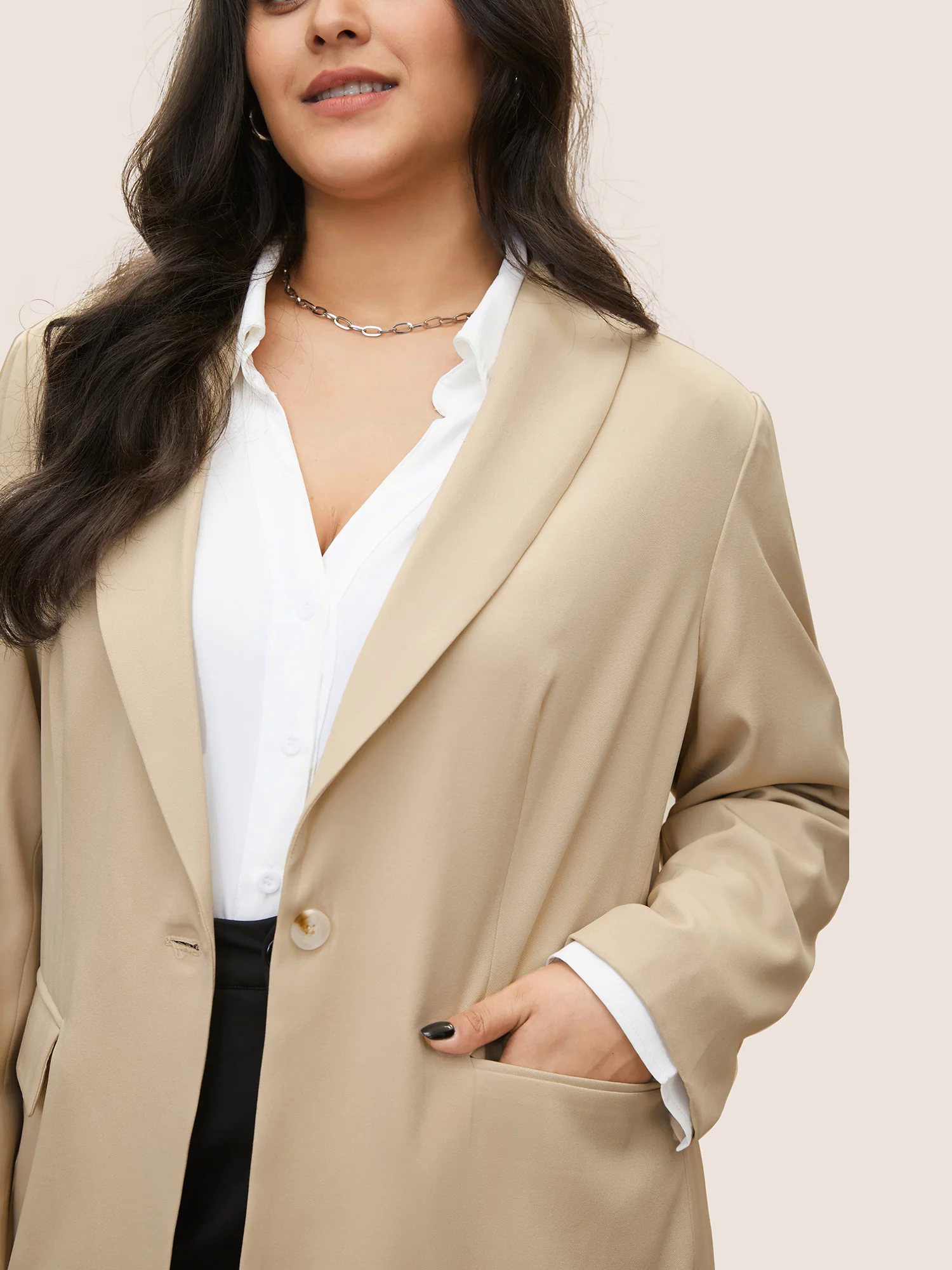 Anti-Wrinkle Suit Collar Flap Detail Blazer