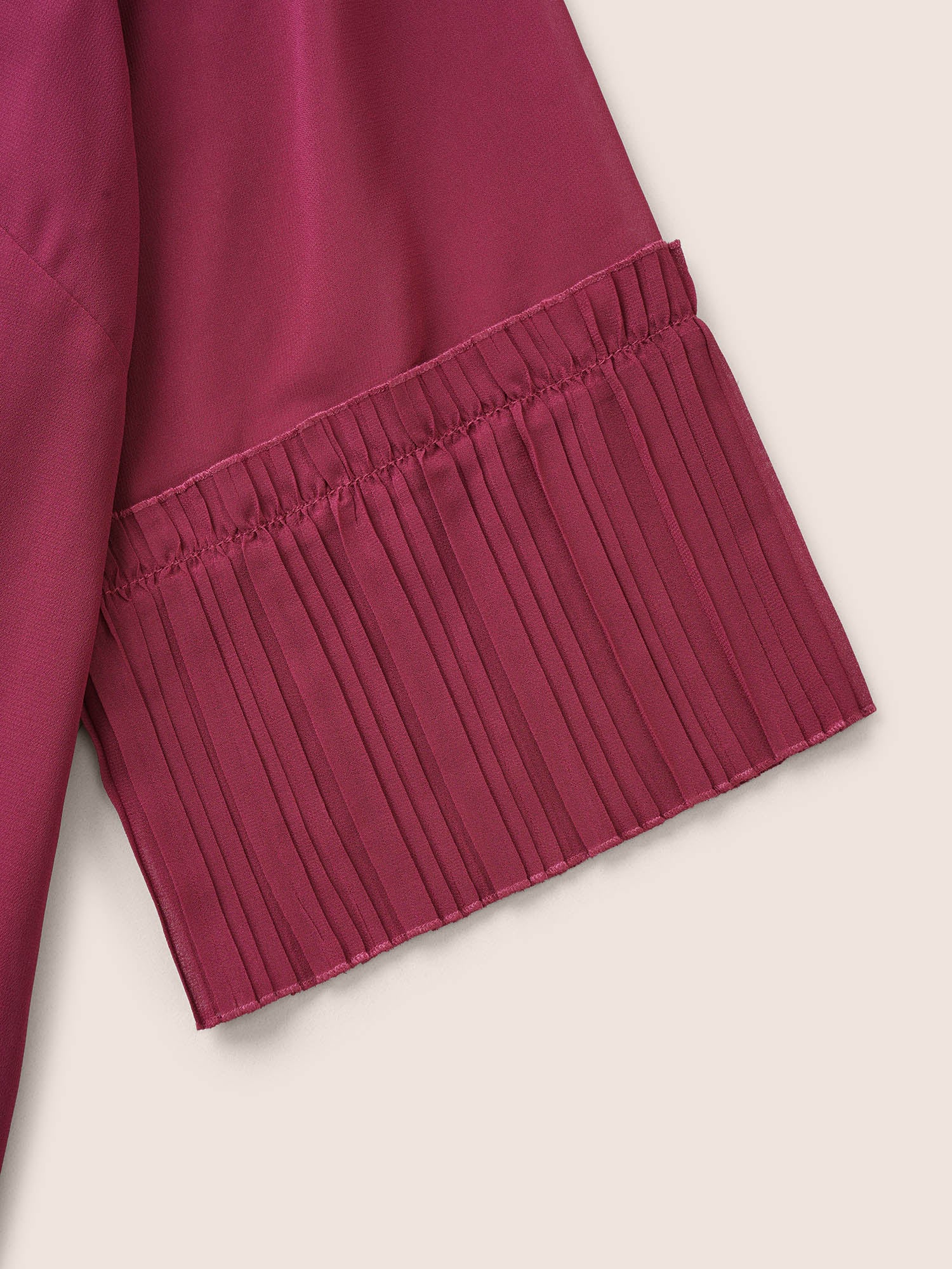Solid Pleated Patchwork Mesh Bell Sleeve Blouse Solid Pleated Patchwork Mesh Bell Sleeve Blouse