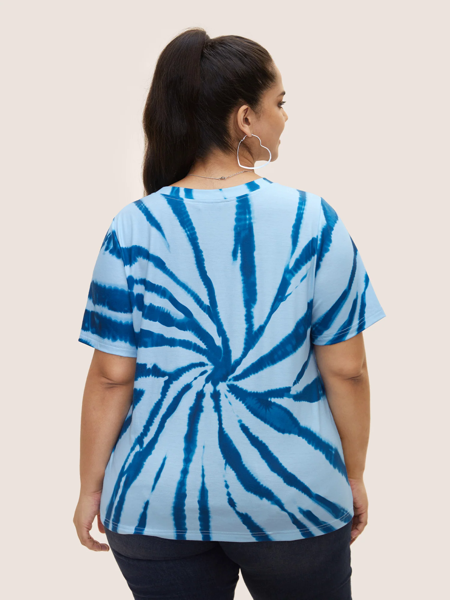 USA Print Round Neck Tie Dye T-Shirt
