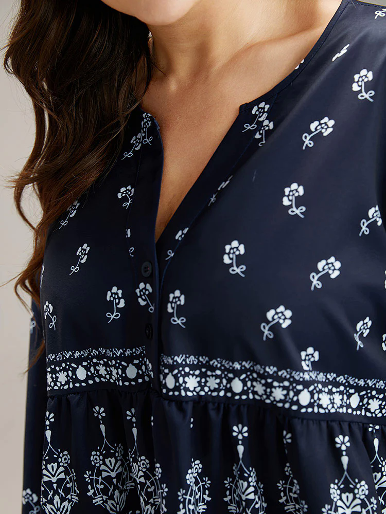 Bandana Print Flutter Trim Blouse
