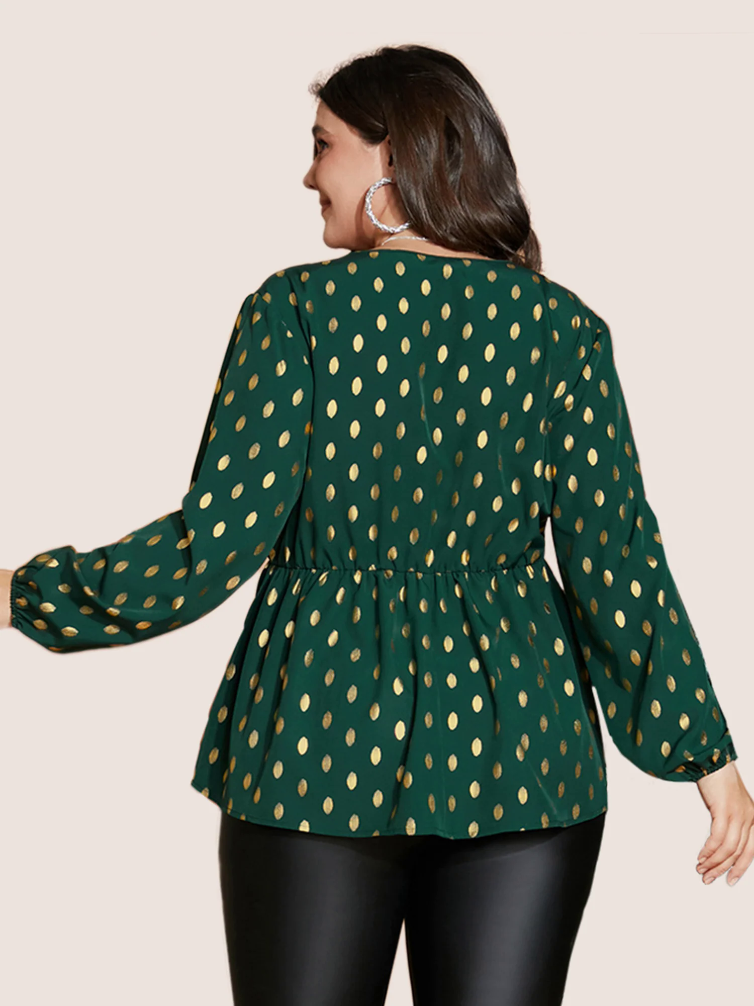 Polka Dot Lantern Sleeve Wrap Ruffle Blouse Polka Dot Lantern Sleeve Wrap Ruffle Blouse